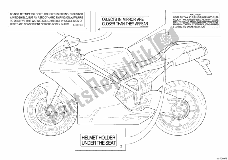 Todas as partes de Rótulos De Avisos do Ducati Superbike 848 EVO USA 2012